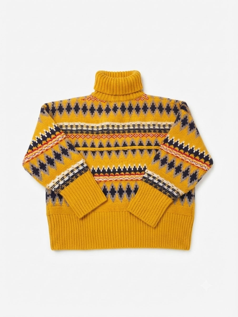 rag & bone Mustard Patterned Turtleneck Sweater Size XS